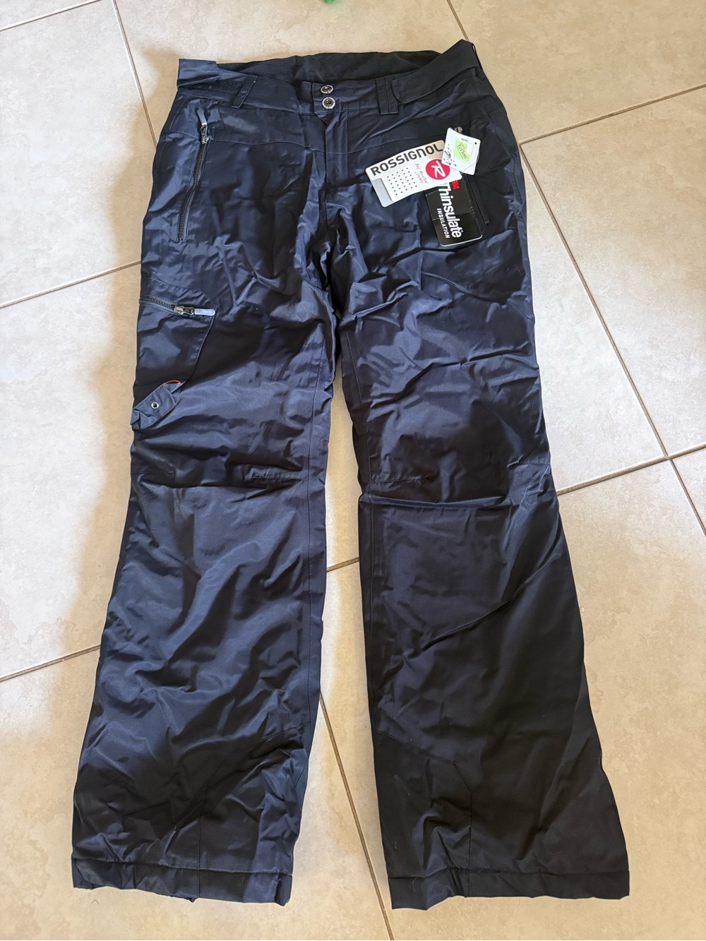 Rossignol Men's Black Cargo Snow Pants with Thinsulate Tag